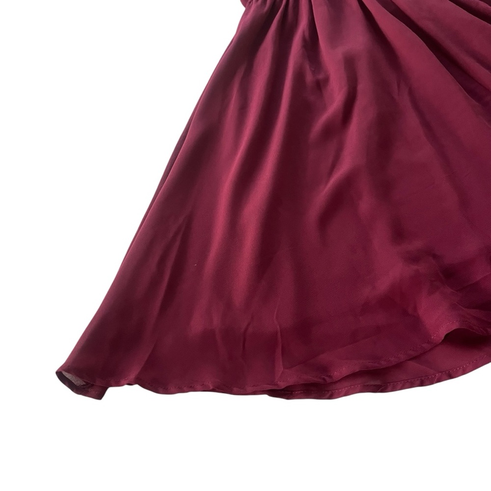 Lush Francescas Women M Wine Maroon Chiffon Sleeveless Halter Blouson Mini Dress - Picture 13 of 16